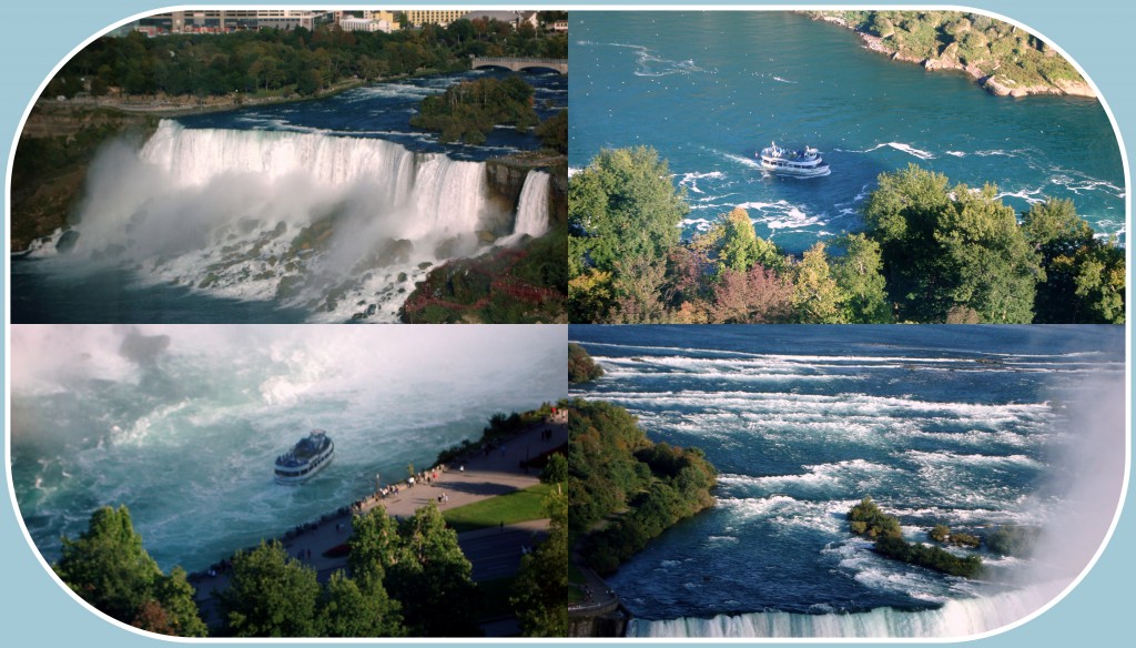 Niagara Falls is green in Summer and Early Fall.  There&rsquo;s just a hint of some leaves changing color here.