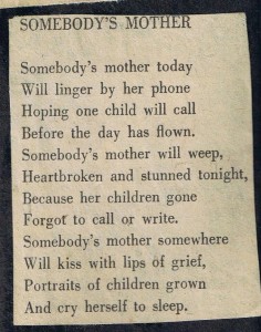 Mother Alone on Mother’s Day